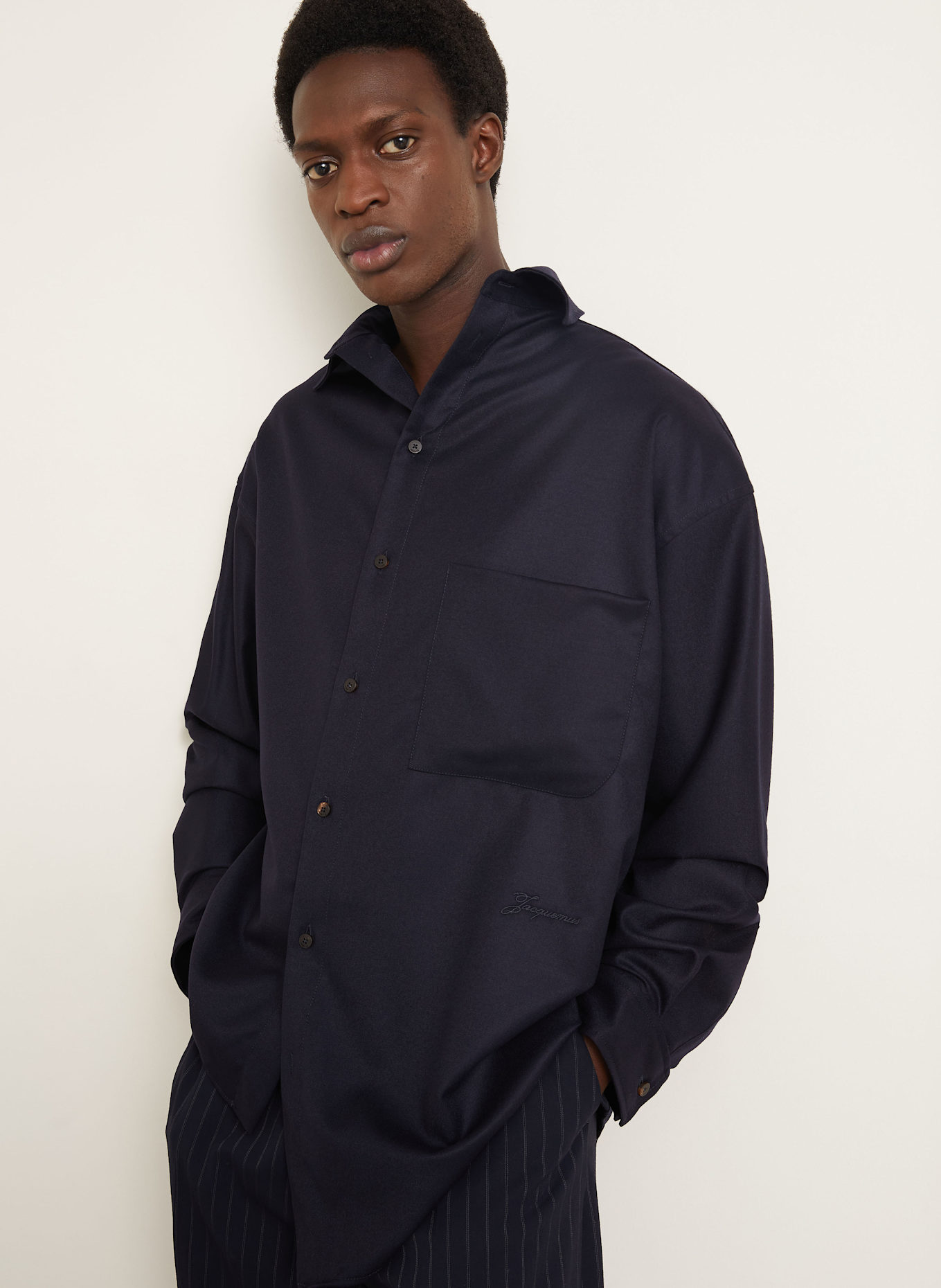 JACQUEMUS Shirt LA CHEMISE CUADRO Oversized Fit in dark blue
